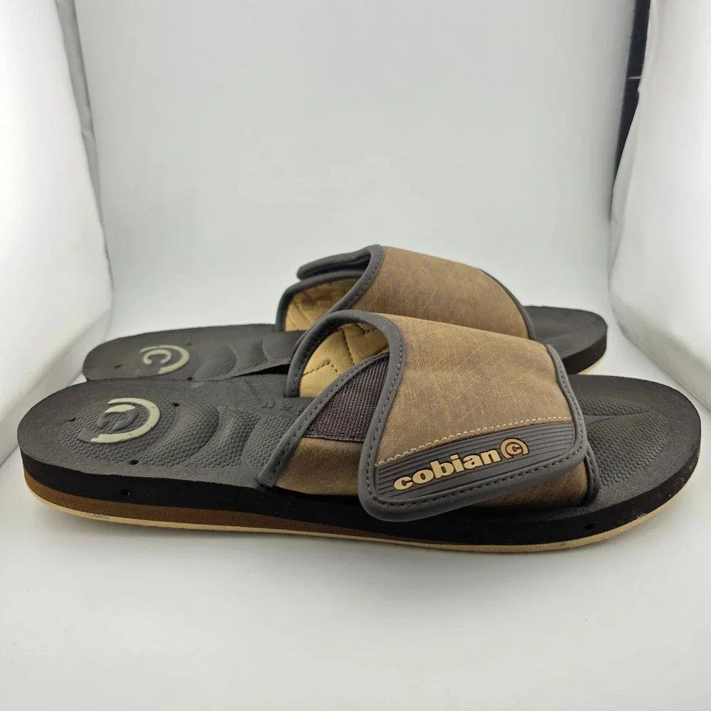 Cobian GTS Draino Slide Sandals Adjustable Strap Mens 13 Brown Comfort Beach
